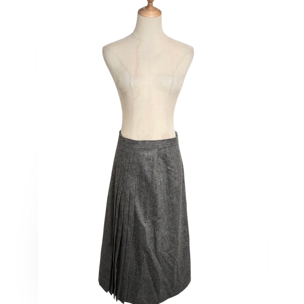 Evan Picone Charcoal Gray A-Line Pleated Midi Skirt